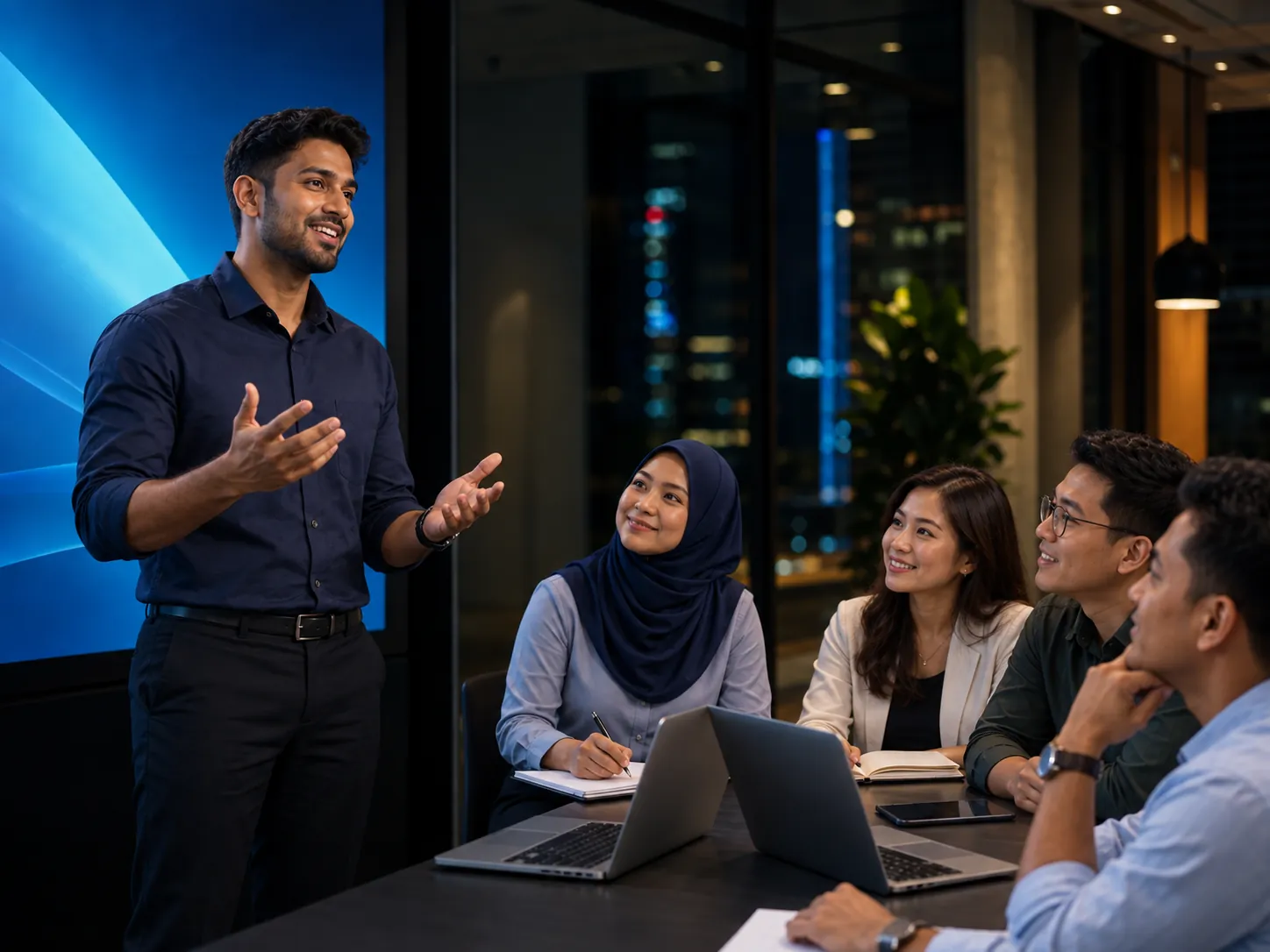 Professionals learning together in a live AI session