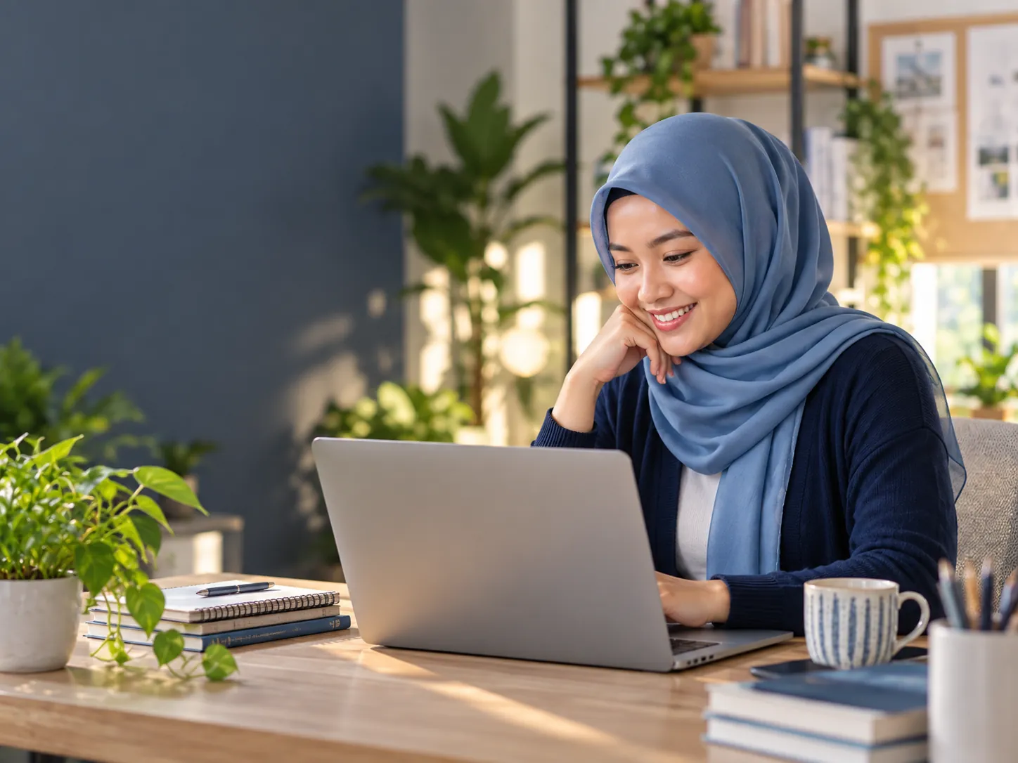 Professional learning AI skills online at a laptop